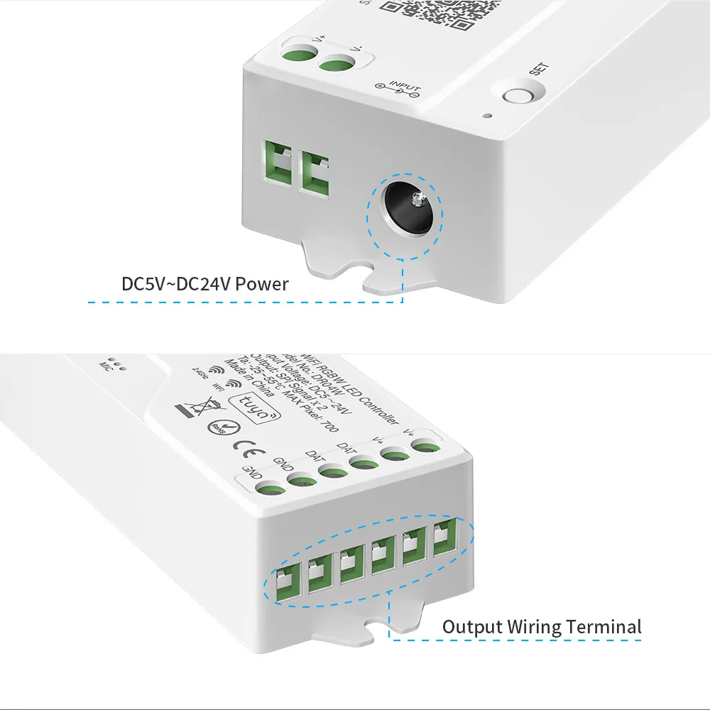 Imagem -03 - Controlador Led Tuya Wifi Modulador de Luz Funciona com o Google Home Alexa Faixa de Led Rgb 2.4g Dr03w Dr04w Ws2812 Ws2811 Rgb