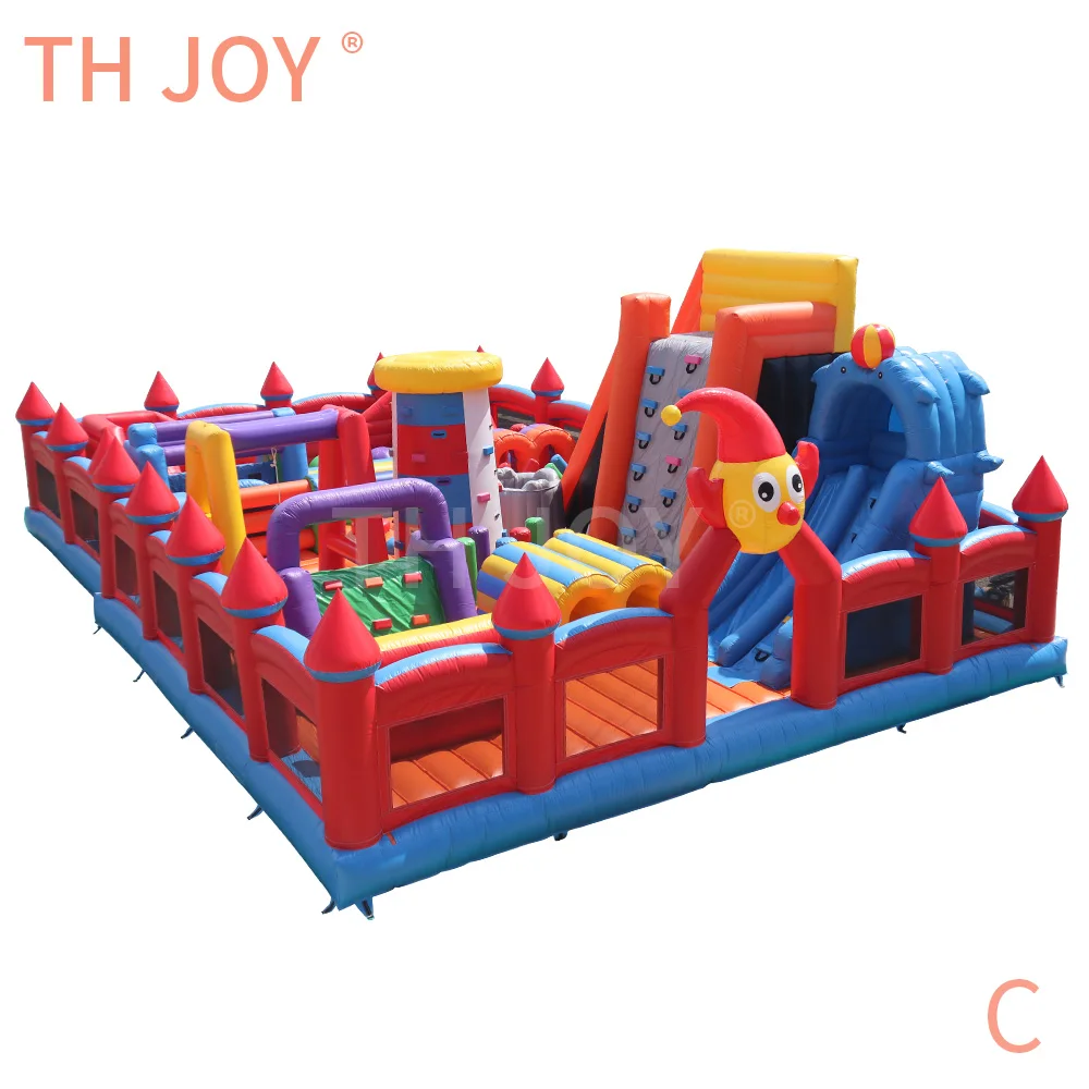 16x10mの巨大サーカスカーニバルインフレータブルプレイランド、インフレータブルファンシティプレイグラウンド、子供用スライドコンボ付きバウンサーハウス