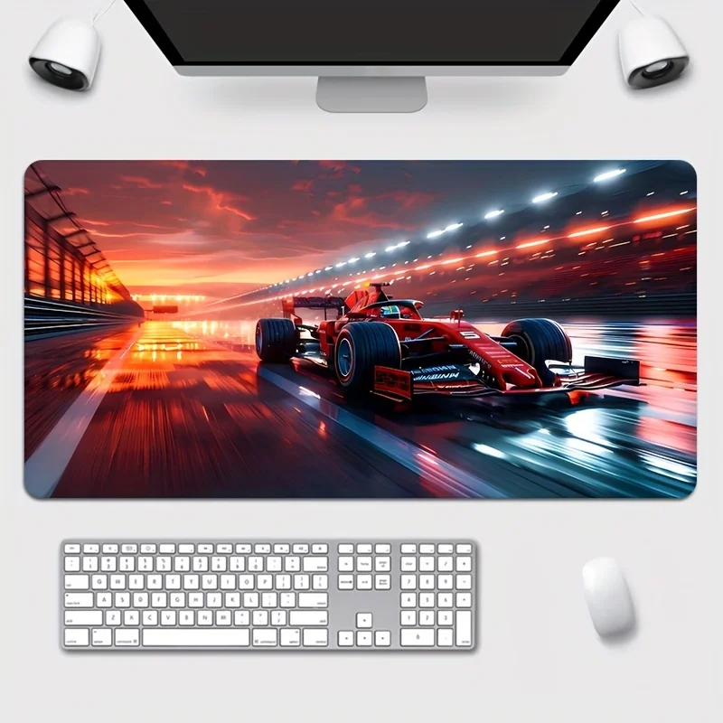 

Extra Large Mouse Pad with Racing Track Design Stitched Edges Non-Slip Rubber Gaming Mats Office Desk Accessory PC Keyboard Pads