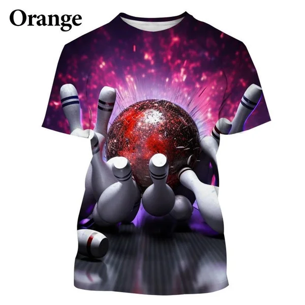 Bowling Ball 3D Printing T Shirt Casual Fashion Sports Cool Short Sleeve Men Ladies Fun Street T-Shirt