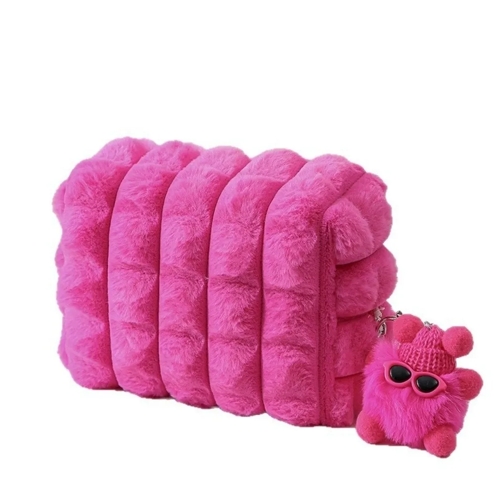 Portable With Adorable Hanging Charm Makeup Bag Large Capacity Soft Touch Cosmetic Pouch Toiletry Organizer Travel