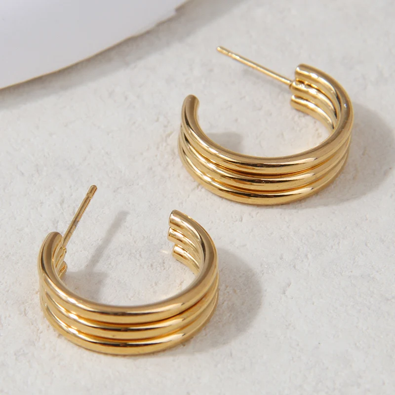 Kymyad Hip Hop Stainless Steel Earrings Women Jewelry Gold Color Hoops Earrings Fashion Jewelry Elegant Women's Hoop Ladies Gift