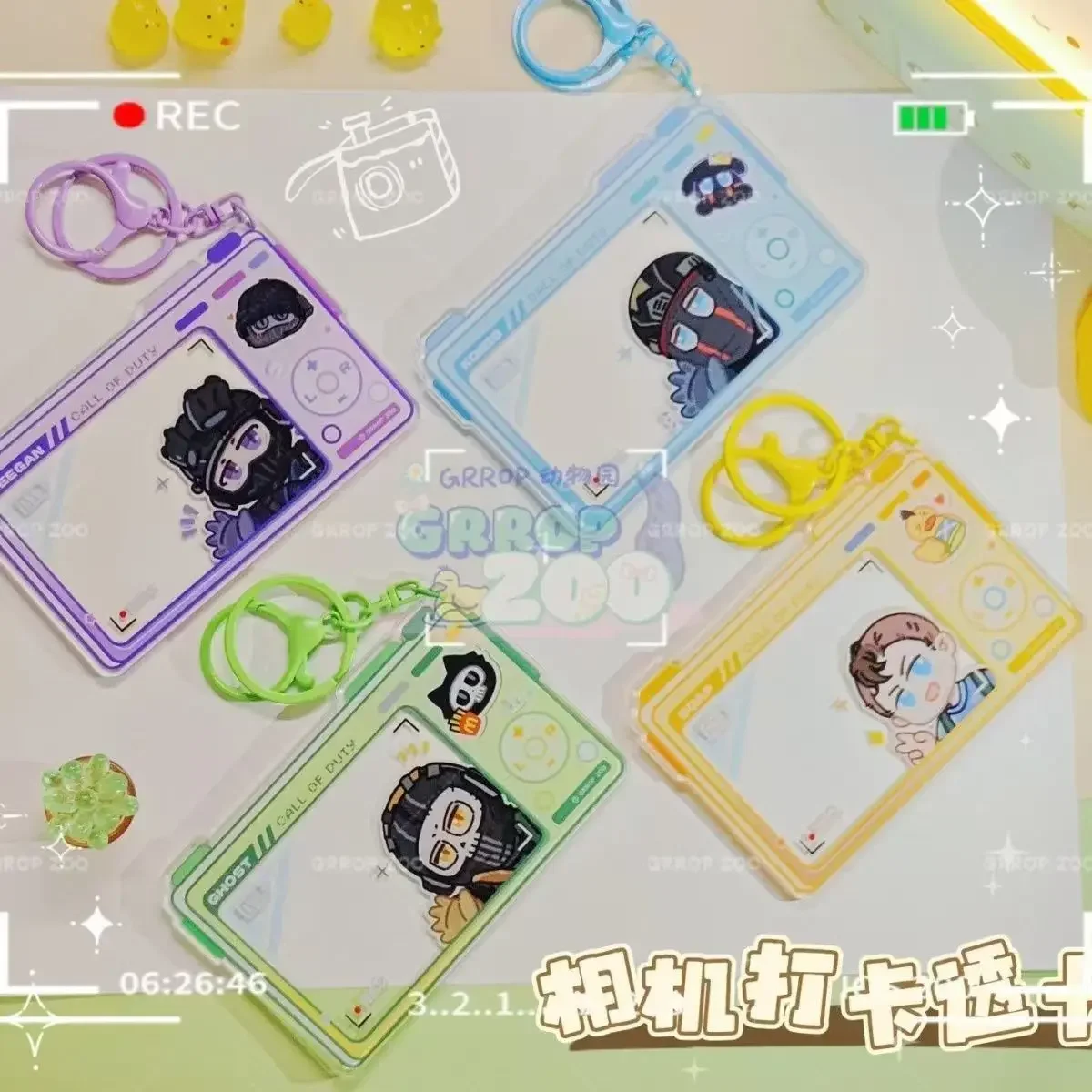 نداء الواجب COD شبح تأثيري كونغ الصابون Photocard إطار الصورة المفاتيح شفافة قرص أكريليك ستار مطاردة قلادة حلقة رئيسية