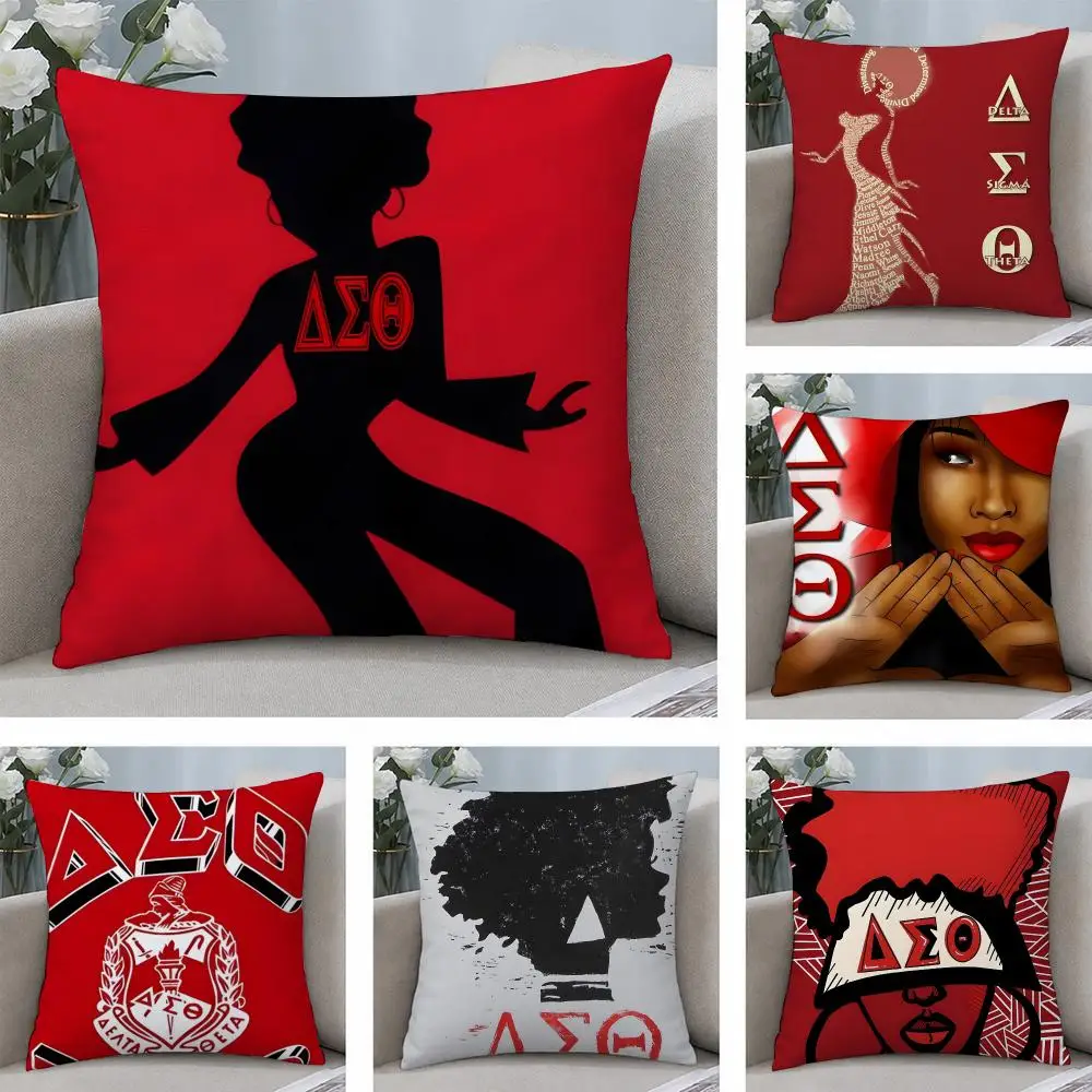 D-delta Sigma Theta Cushion Cover Plush Fabric Soft Double Sided Print Home Sofa High Quality Cushion Cover Throw