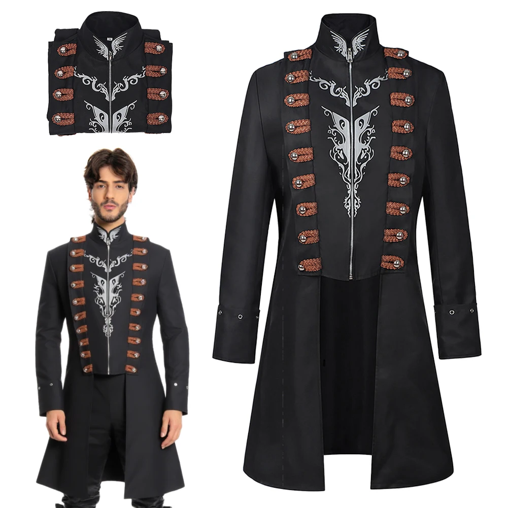

Medieval Vampire Knight Cosplay Fantasy Vintage Trench Coat Gothic Windbreaker Victorian Men Costume Disguise Halloween Outfits