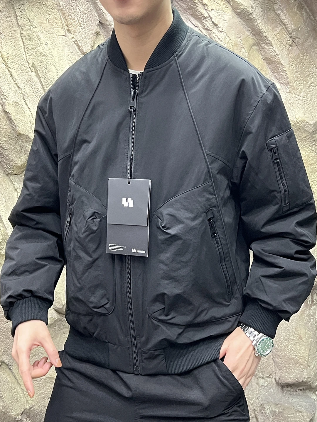 Klassieke Retro MA Heren Faionable Baseball Kraag Pilot Down Jaet 85Du Down Thiened Polyester Vezel Rits Decoratie