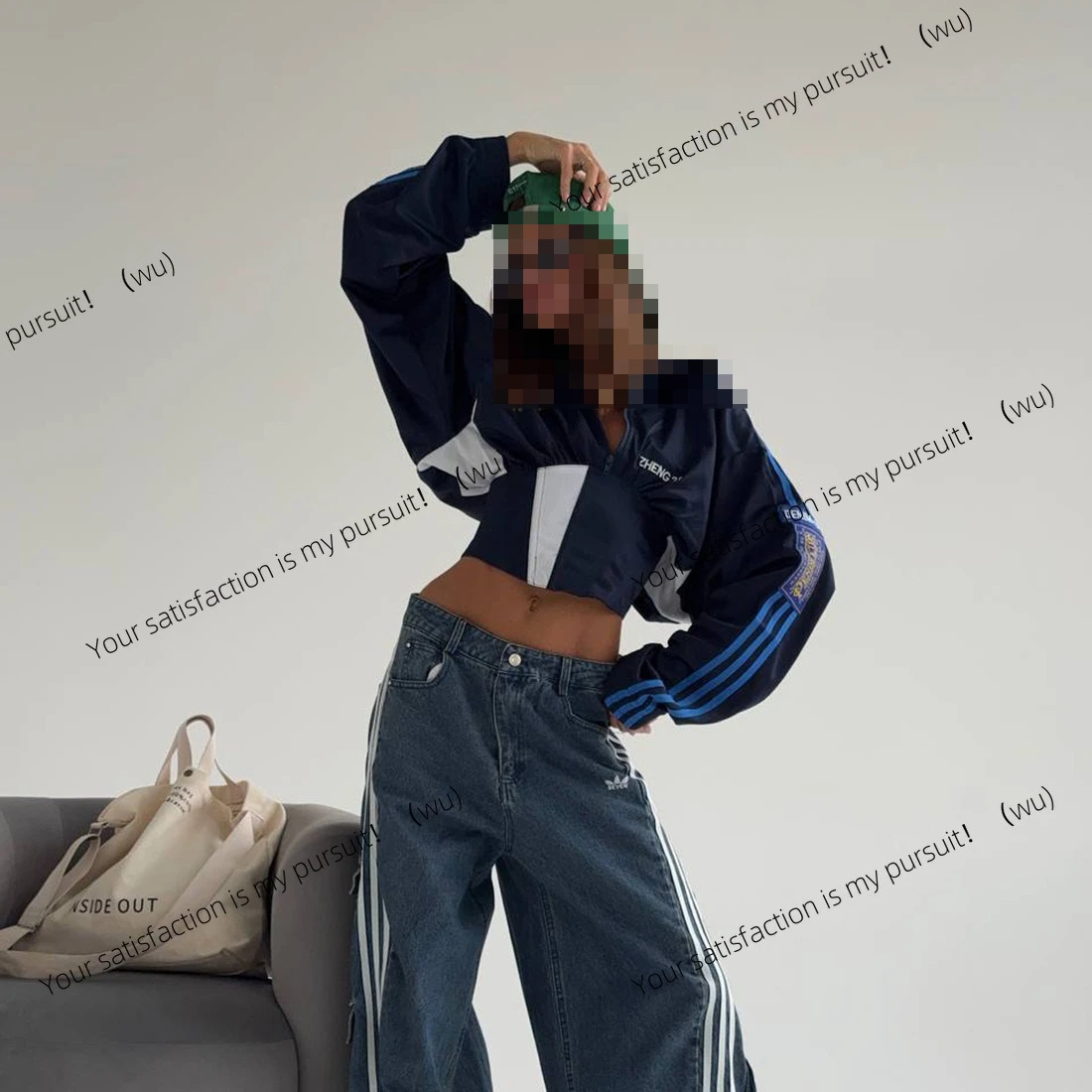 

European and American satin tight jacket women's short waist jacket side striped design retro trend