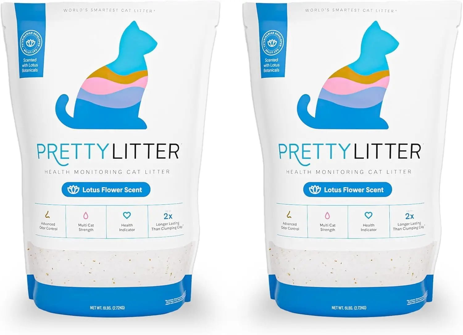 Health Monitoring Cat Litter with Color-Changing Crystals, Lightweight & Odor Control, 6 Lbs Pack of 2