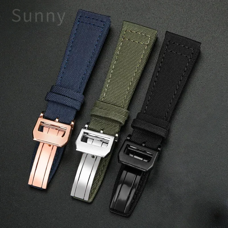 For IWC Watch Strap Navy Spitfire Pilot Little Prince Canvas Nylon Breathable Men Climbing High Density Knitting Watchband