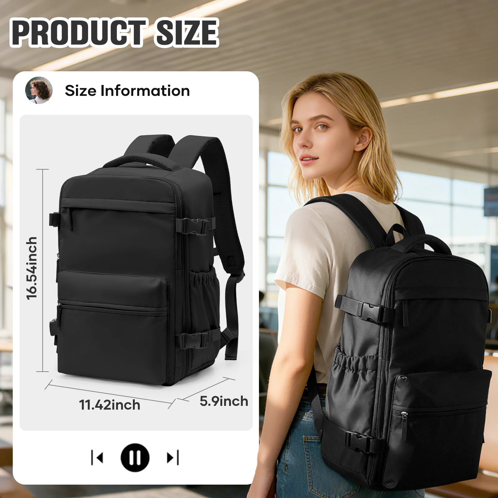 Vacuum Backpack, Travel Backpack for Women Work Bag, Weekender trekking backpack, Laptop Backpack Bags for Men Handheld Rucksack view 5