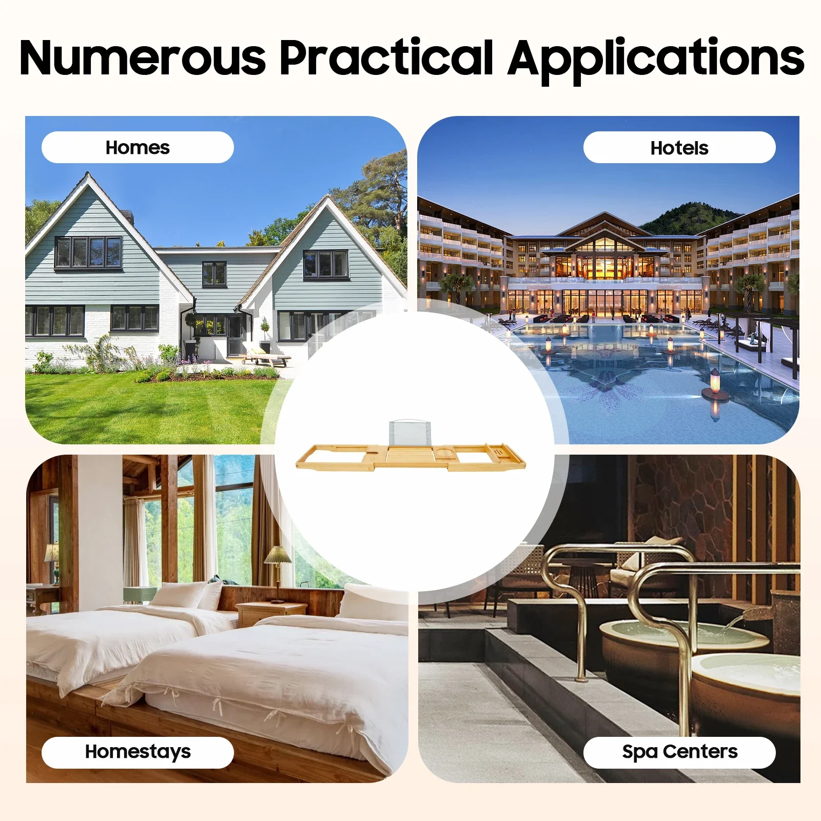 

Бамбуковый поднос для ванны 29,53*9,06*1,77 дюйма, поддон для ванны, расширяемый поддон для ванны, подходит для ванных комнат