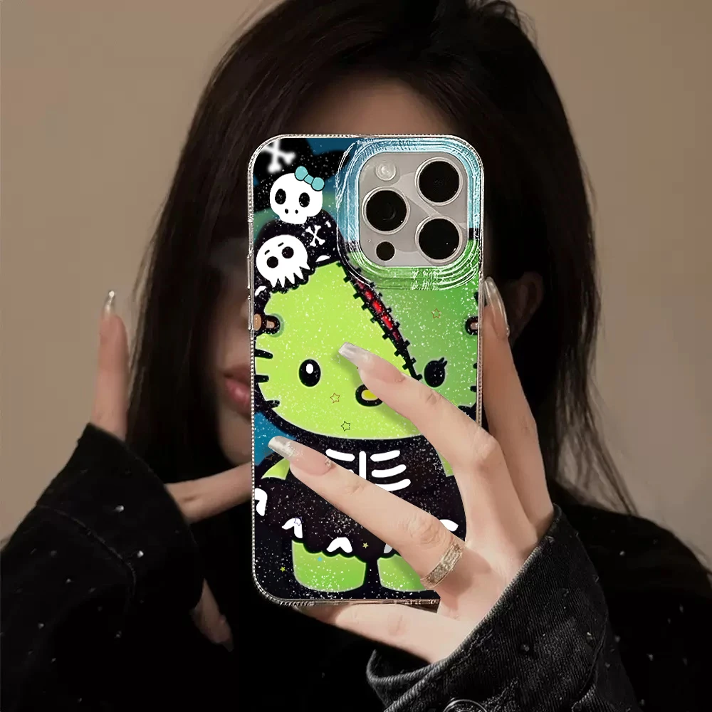 Fashion Laser HelloKitty Phone Case For iPhone 17 Pro 16 15 14 13 12 11 Pro Max 17e XR 16e 7 Plus XS XR Shockproof Bumper Cover