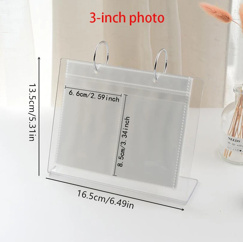 NewL Shape Transparent Acrylic Desktop Loose Leaf Photo Album For Fujifilm Instax Mini Film,Instax Wide Film, 3/4/5/6 Inch Photo