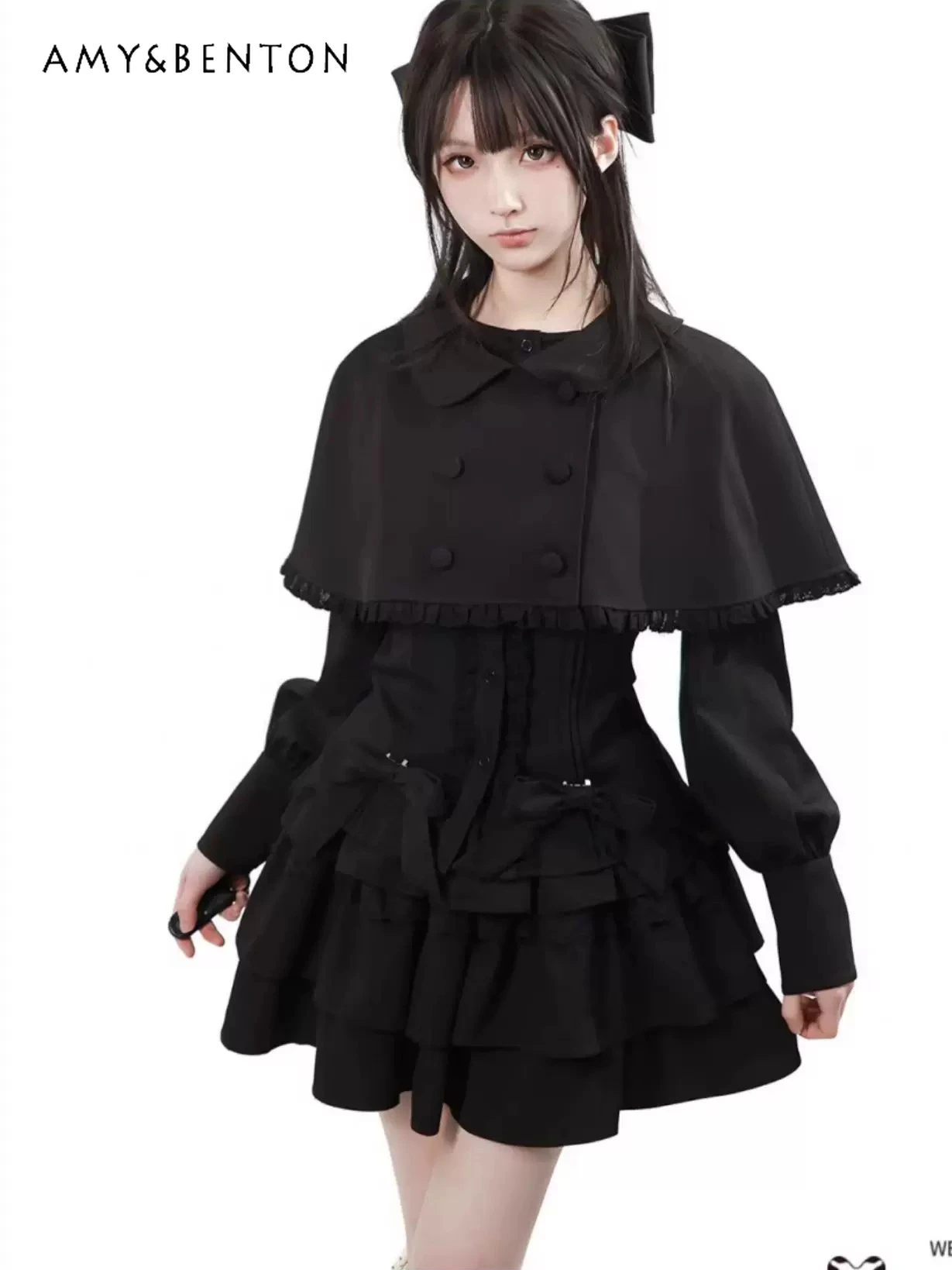 

Japanese Style Sweetheart Girl Cape Skirt Sets Summer New Round Neck Long-sleeved Shirt Mini Tutu Skirt Elegant Princess Sets