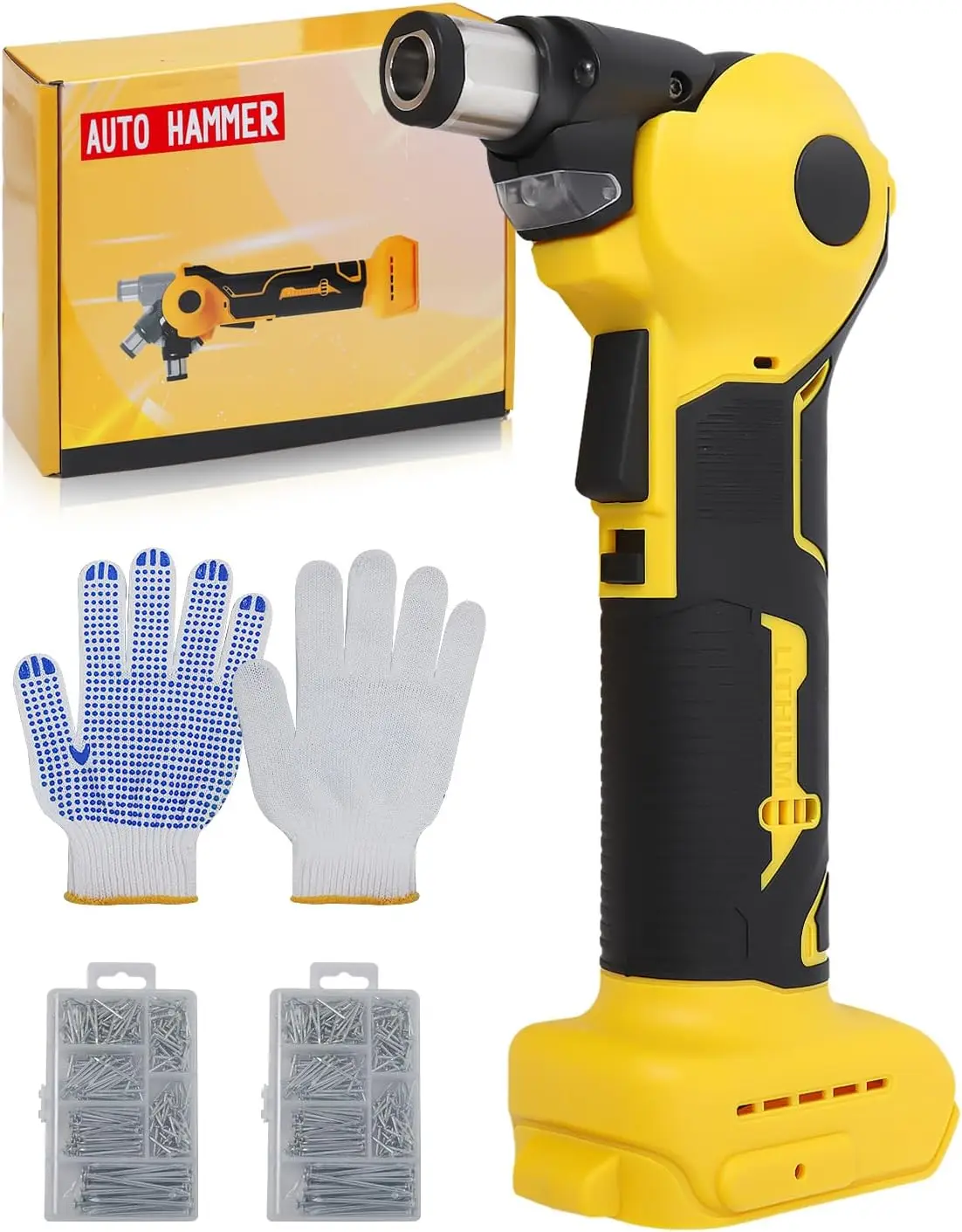 

Cordless Palm Nailer with Magnetic Tip, Brushless 14000 RPM, 0-90° Adjustable, Compatible with Dewalt 20V Battery, Auto Hammer f