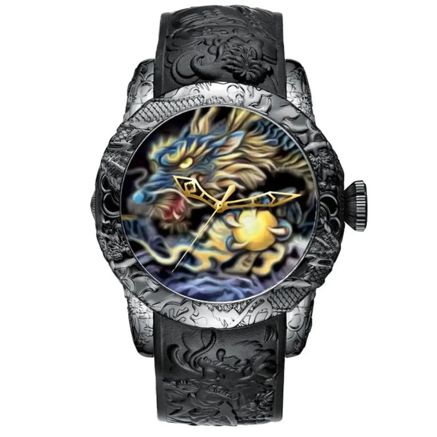 Mechanical Fashion Dragon Watch Men's Mechanical Waterproof Oversized Dial Small Gold Dragon Hand Personalized Trend Watches