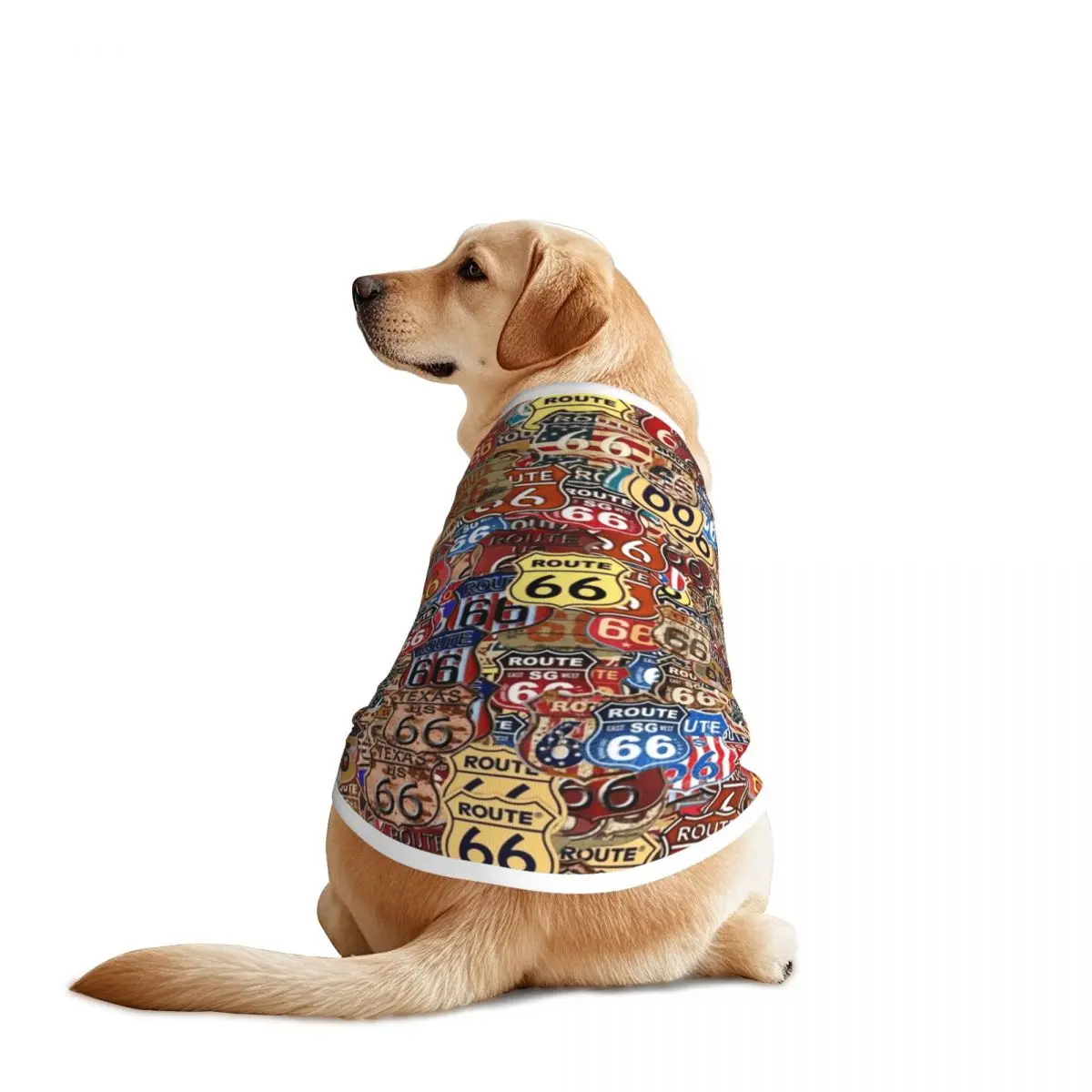 Custom Route 66 Signs Dogs Clothes Breathable Thin USA Highway Pet Vest Large Dog Jacket Pet Accessories