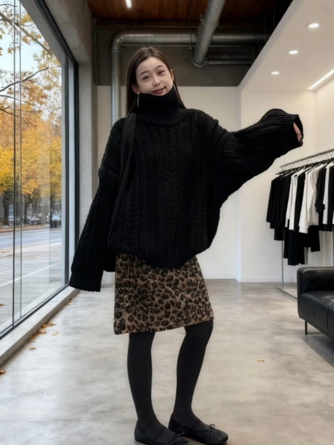 

Retro Thickened High Collar Twisted Sweater Women's Loose Style Knitted Top for Spring Autumn Season Warmth And Slimming Effect