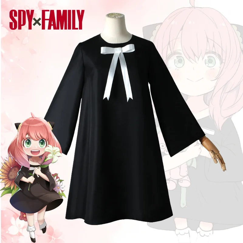 

Anime Spy X Family Anya Forger Cosplay Costume Lovely Black Dress Uniform Suit Full Set Halloween Party Outfits for Adult Kids