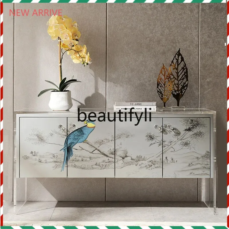 

D2520 Italian minimalist light luxury dining side cabinet ultra-thin post-modern simple storage entrance decorative cabinet