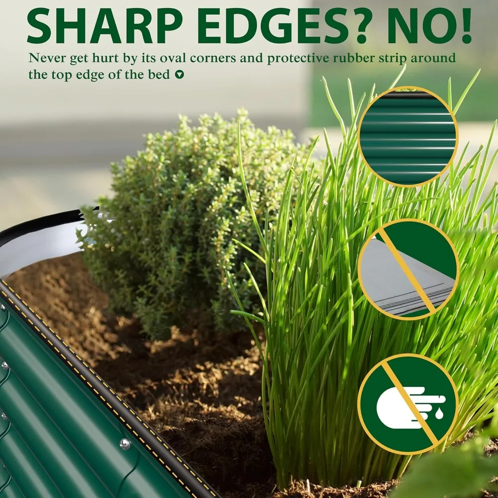 9-in-1 Galvanized Steel Planter Box, 24''H Modular Garden Bed Outdoor with 2 Aluminum Support Rods, 6x3x2FT Raised Garden