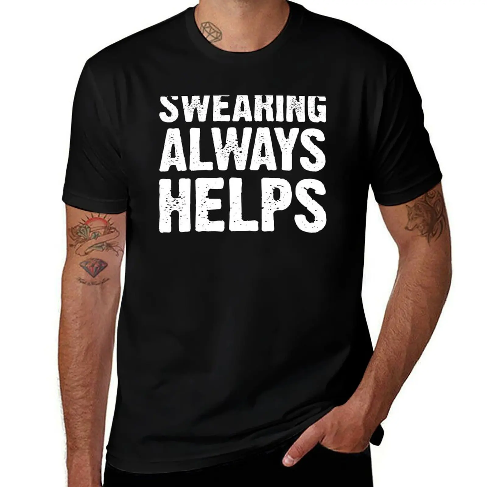 

Helps Swearing Always T-Shirt Basic Solid Tee for Daily Use