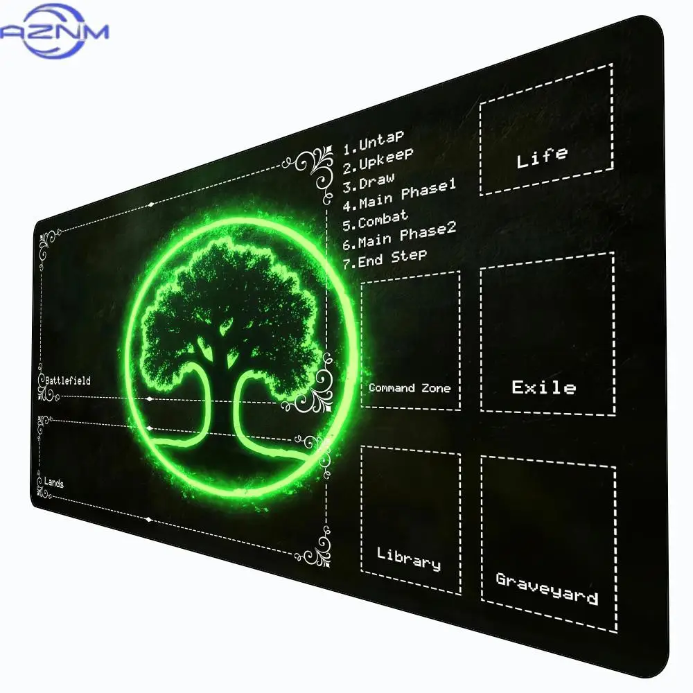 Red Glowing Symbol TCG Card Game Playmat, Zoned Layout Non‑Slip Rubber Trading Card Desk Mat