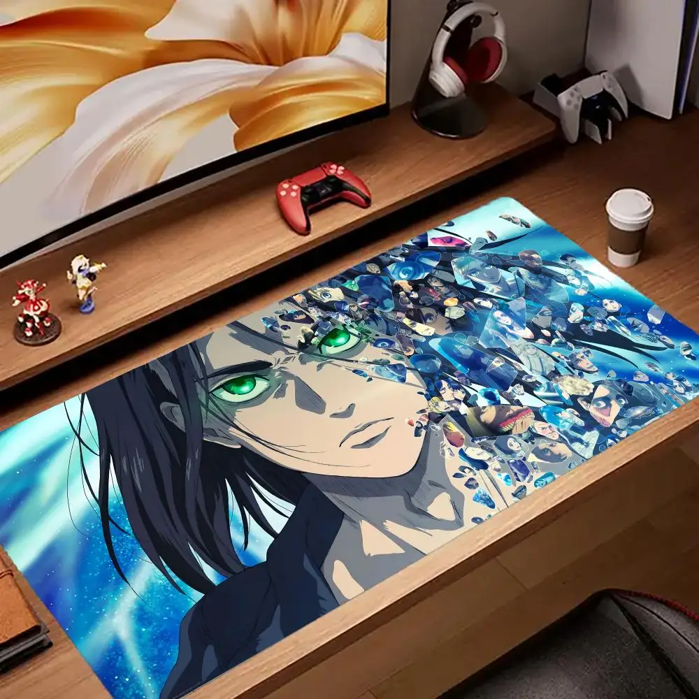 Alfombrilla de ratón Attack On Titan Tapetes de Mesa Teclado, Borracha Kawai, Tapete de Mesa Antiderrapante, XXL90x40cm
