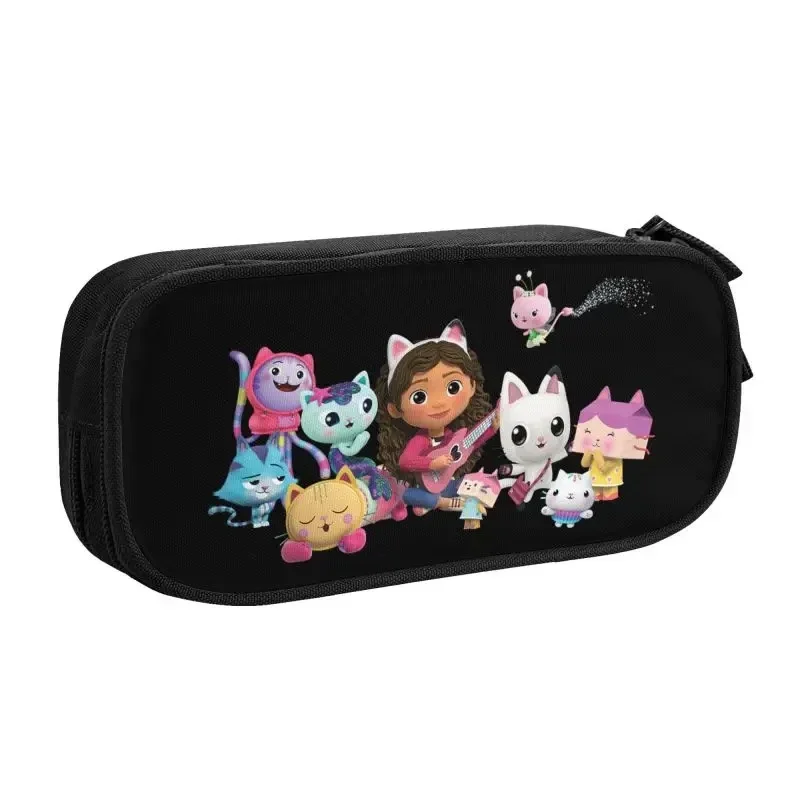 Cartoon Gabbys Dollhouse Gabby Cats Pencil Pen Case Stationery Bag Pouch Holder Box Organizer for Teens Girls Adults Student