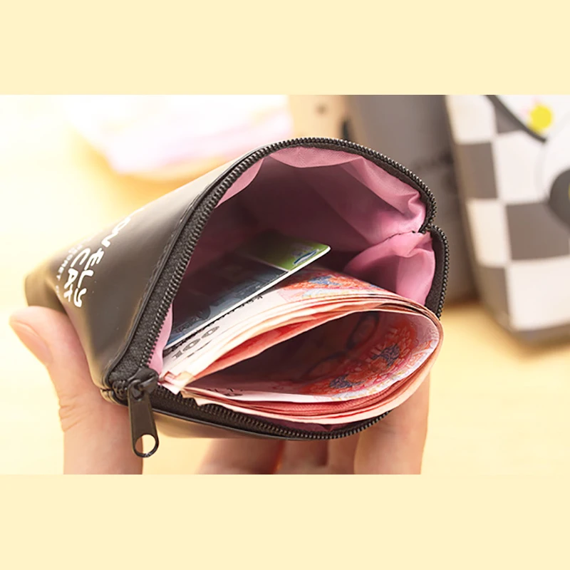 ISKYBOB Cartoon Cat PU Leather Coin Bag donna Zipper Purse Pocket Coin Key Money Pouch Men Card Holder auricolare Storage Bag