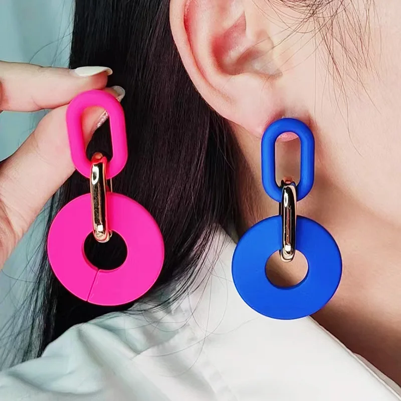 New Rectangular Hollowed Out Acrylic Earrings Popular Retro Personalized Fashion Bohemian Earrings Decoration Gift