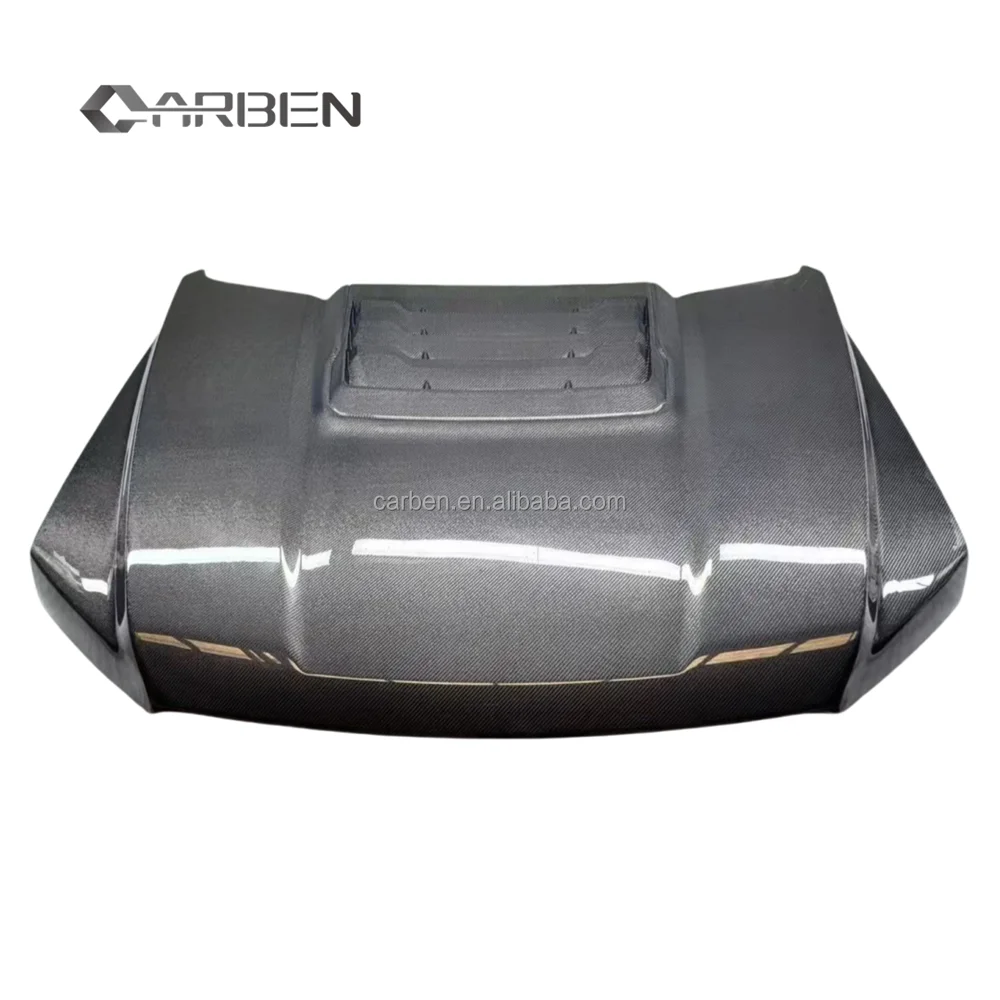 High-quality Carbon Fiber Front Hood for the 2nd Generation Ford Raptor F150, Featuring Vented Lightweight Engine Cover.