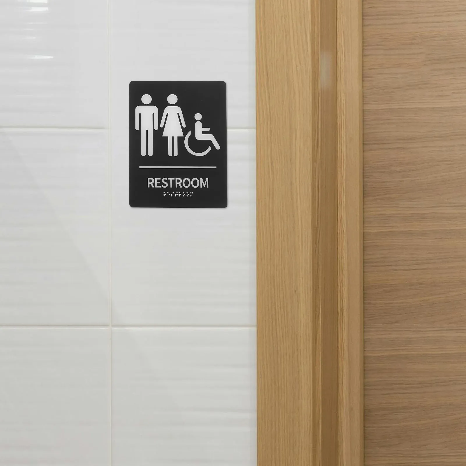 Braille Restroom Sign Acrylic Self-Adhesive Decal Replacement for Public Restroom Accessibility Visual Impaired