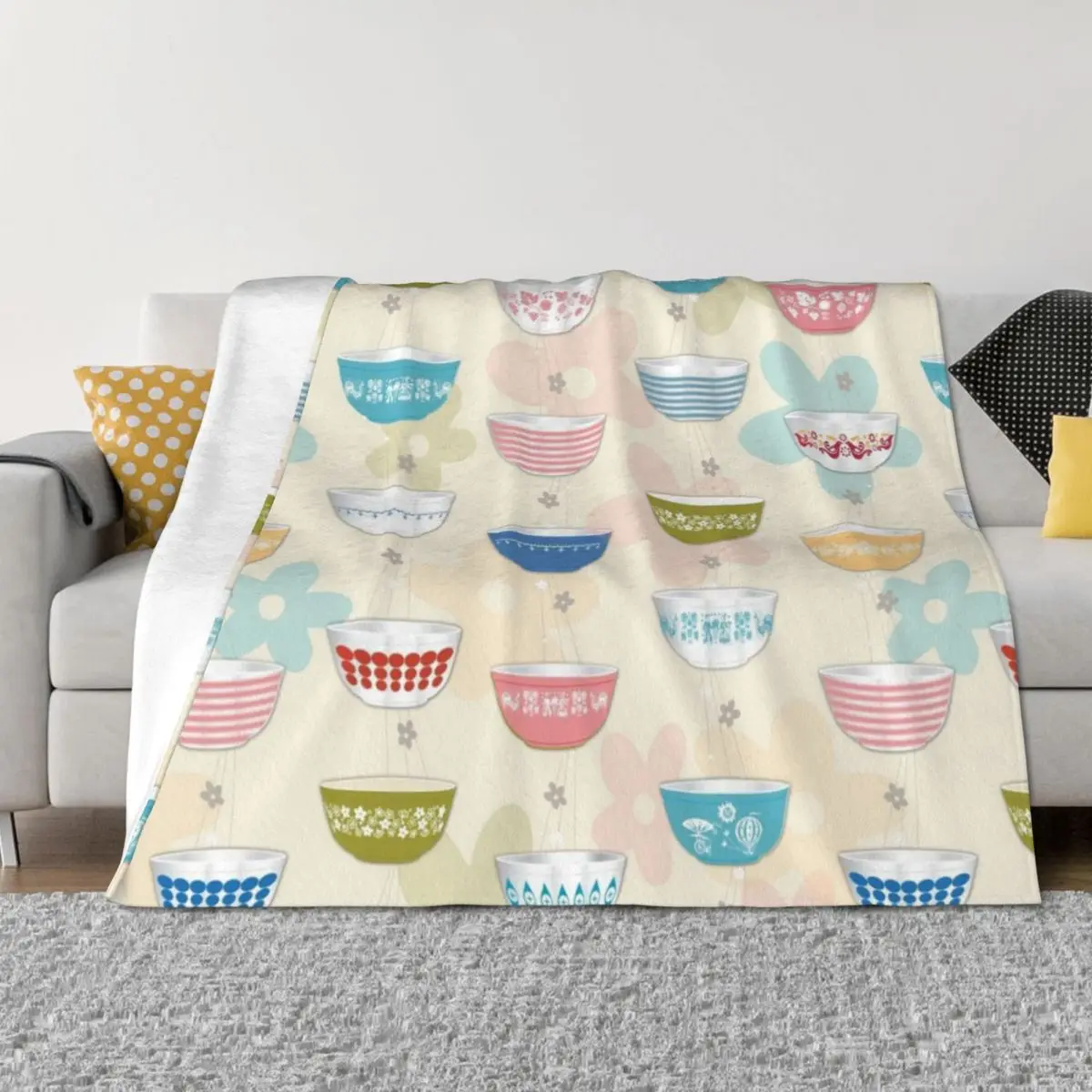 

Vintage Pyrex Bowls Collection Throw Blanket Cute christmas decoration Luxury Brand Multi-Purpose Blankets