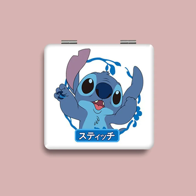 Animation Lilo & Stitch Foldable Small Mirror Cartoon Stitch Portable Mini Makeup Mirror Kawaii Girls Dressing Double-Way Mirror