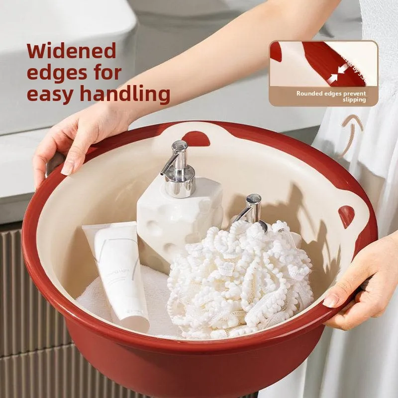 

Большой пластиковый таз для умывания, утолщенный, красный, для домашнего использования, для студентов, для общежития, для стирки одежды, в скандинавском стиле, аксессуары для ванной комнаты