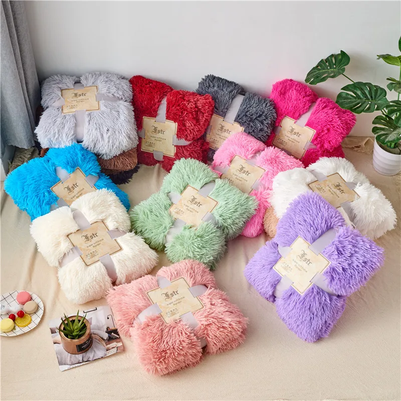 New four-season universal solid color mink fleece blanket plush tie-dye blanket to keep warm and comfortable