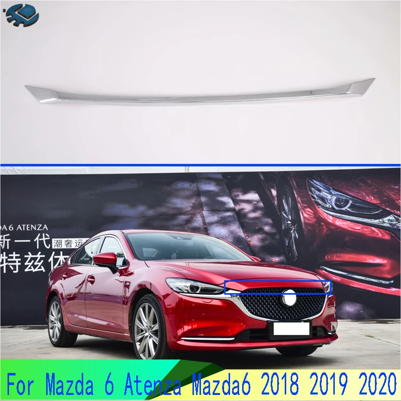 For Mazda 6 Atenza 2018 2019 2020 Car Accessories ABS Chrome Front Hood Bonnet Grill Grille Bumper Lip Mesh Trim Cover