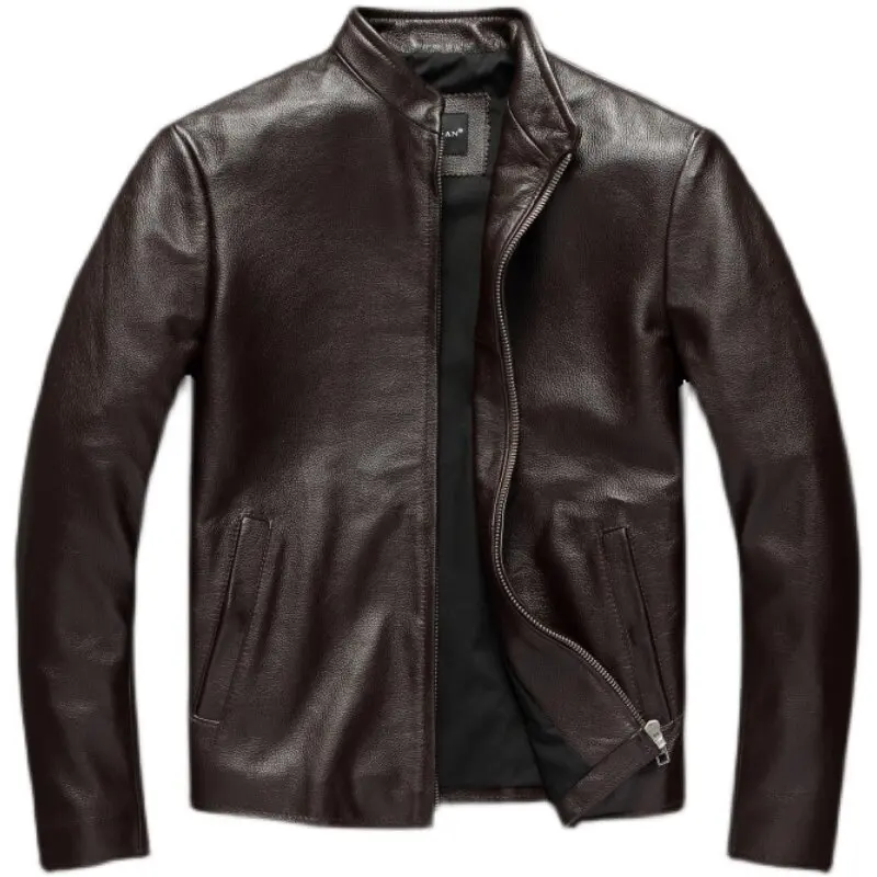 Streetwear Real Leather Jacket Men Casual Genuine Cowhide Coats 6XL Slim Motorcycle Jacket Men's Clothing Кожаная Куртка - view 5