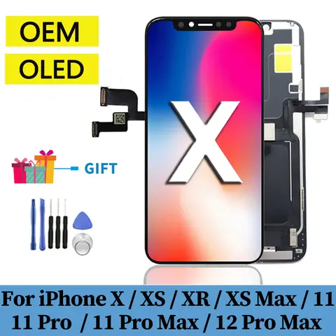 OEM OLED Lcd For iPhone X XR Xs Max 11 Pro Max 12 Pro LCD Display Touch Screen Digitizer Assembly No Dead Pixel Replacement
