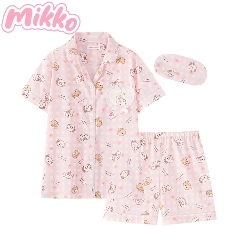 

New Mikko Cotton Pajama Set Short Sleeve Two-piece Set Cartoon Mousse Loungewear Cool and Breathable Girl's Holiday Gift