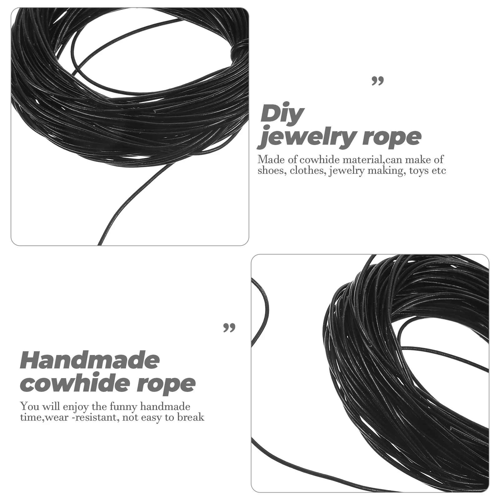 

Cowhide Rope DIY 1mm Black Rope for Necklace Earrings Craft Making Durable Safe Accessory Cowhide Cords