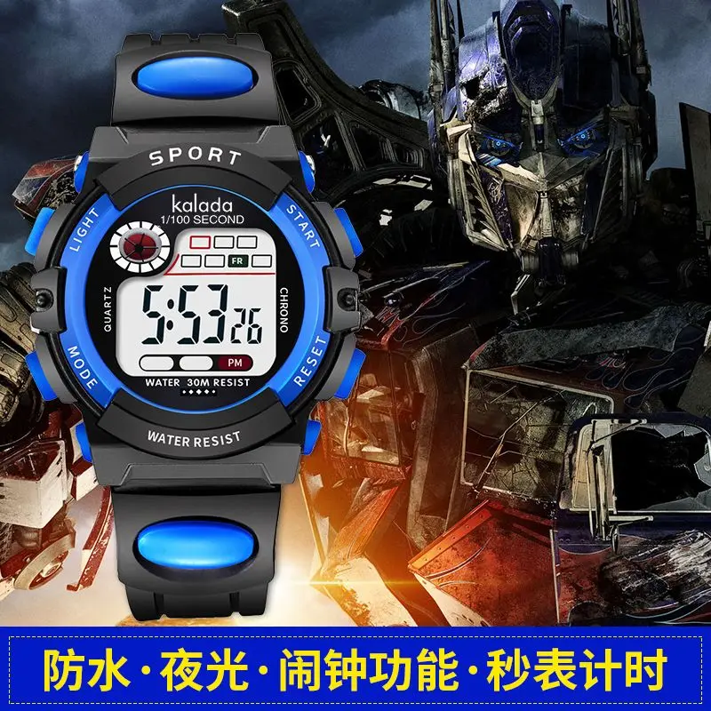 Светящиеся детские часы, водонепроницаемые и противоударные электронные часы-будильник для мальчиков и девочек
