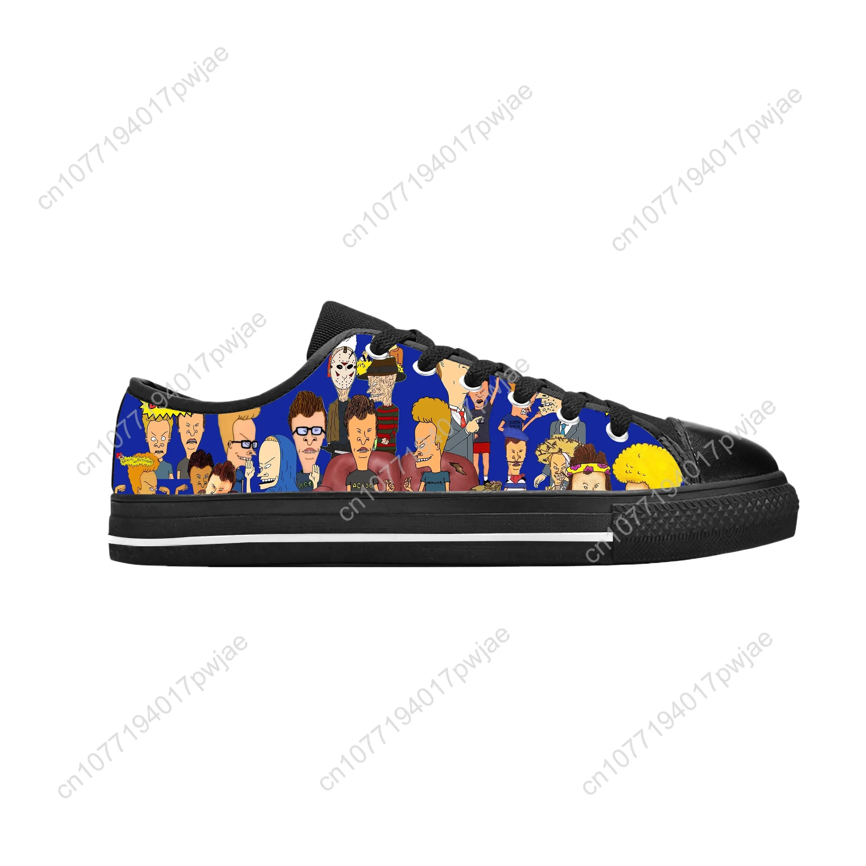 Butthead Butt Head Rock N Roll dibujos animados Beavis Cool Casual zapatos de tela bajos cómodos transpirables estampado 3D hombres mujeres zapatillas