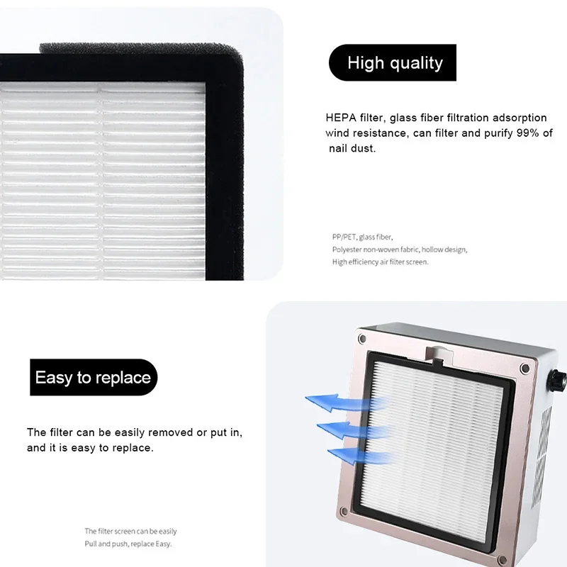 نماذج متعددة مكنسة كهربائية للأظافر، فلتر متخصص لتخزين غبار الأظافر، عنصر شاشة مانيكير بدون فرش