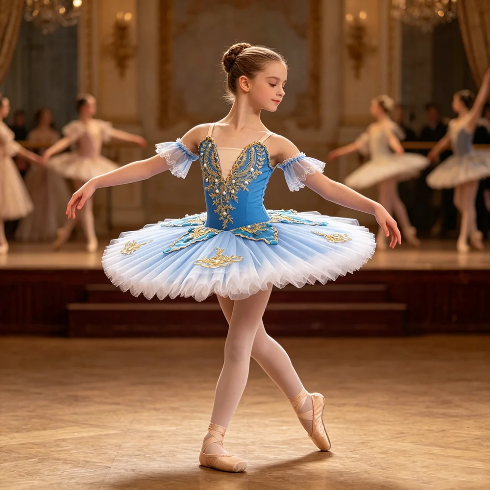 

Ballet Dress for Girls Professional Dance Leotard with Tutu Kids Stage Performance Costume Princess Party Dancewear