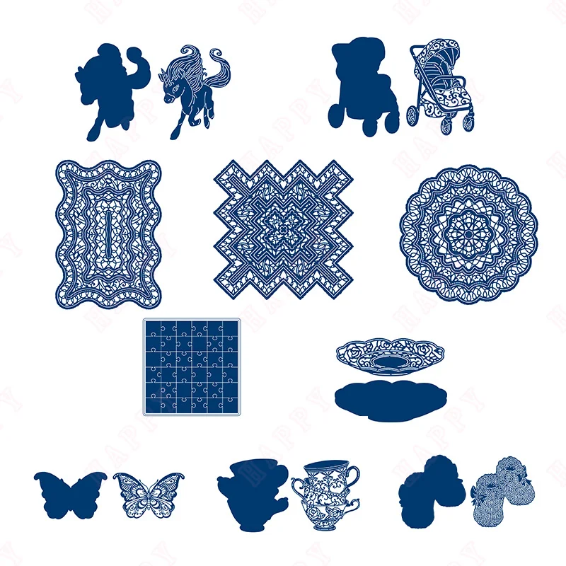 Arrival New Metal Cutting Dies Scrapbook Diary Decoration Stencil Embossing Template Diy Greeting Card Handmade 2022 Blue Set