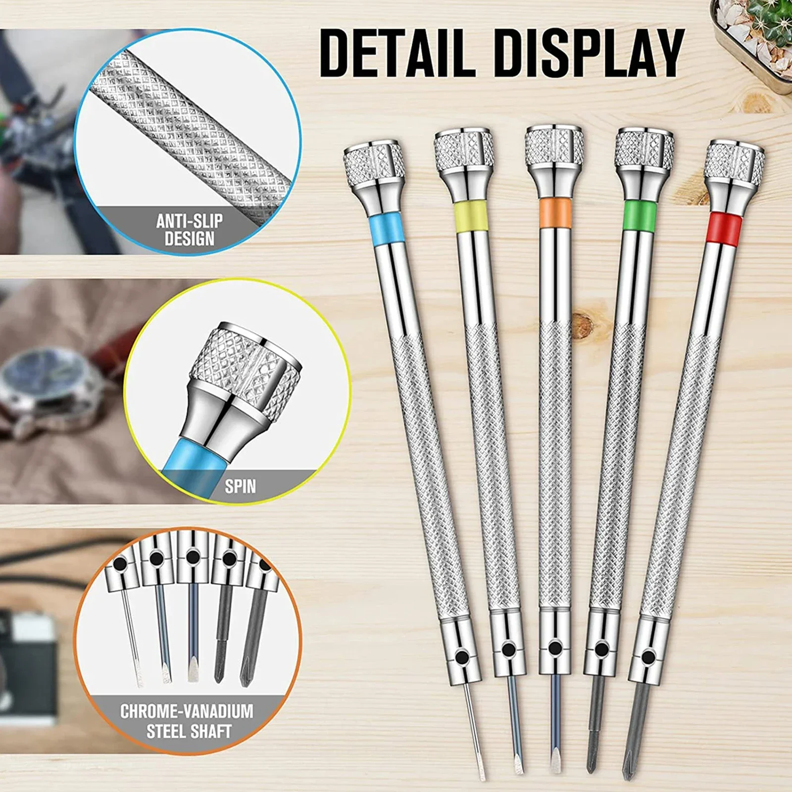 13PCS/Set Micro Precision Screwdriver Set Jewelers Screwdriver Watch Kit 0.6-2mm with Replaceable Bits for Eyeglasses Sunglass