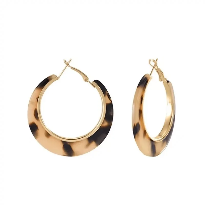 Yupsk classique Hawksbill imprimé léopard boucles d'oreilles pour les femmes à la mode en métal fête bijoux accessoire cadeau