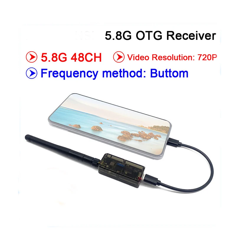 5.8G 48CH UVC Video Downlink OTG VR Mobile Phone Receiver +5.8G 48CH FPV Receiver OLED Display 5-36V SMA For RC Drone